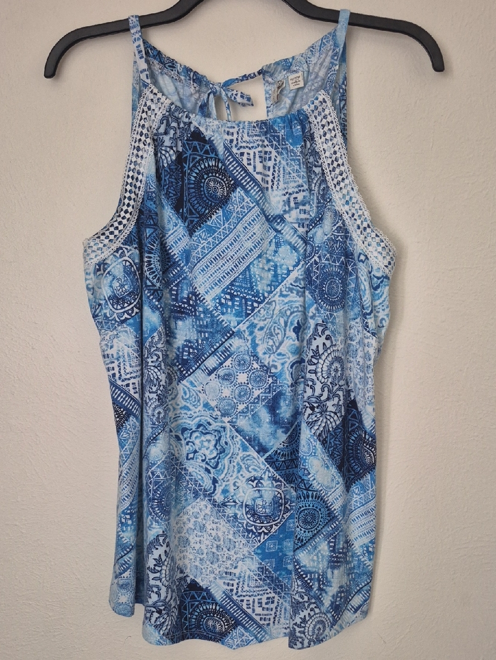 Cato Blue Patchwork Print Halter Camisole